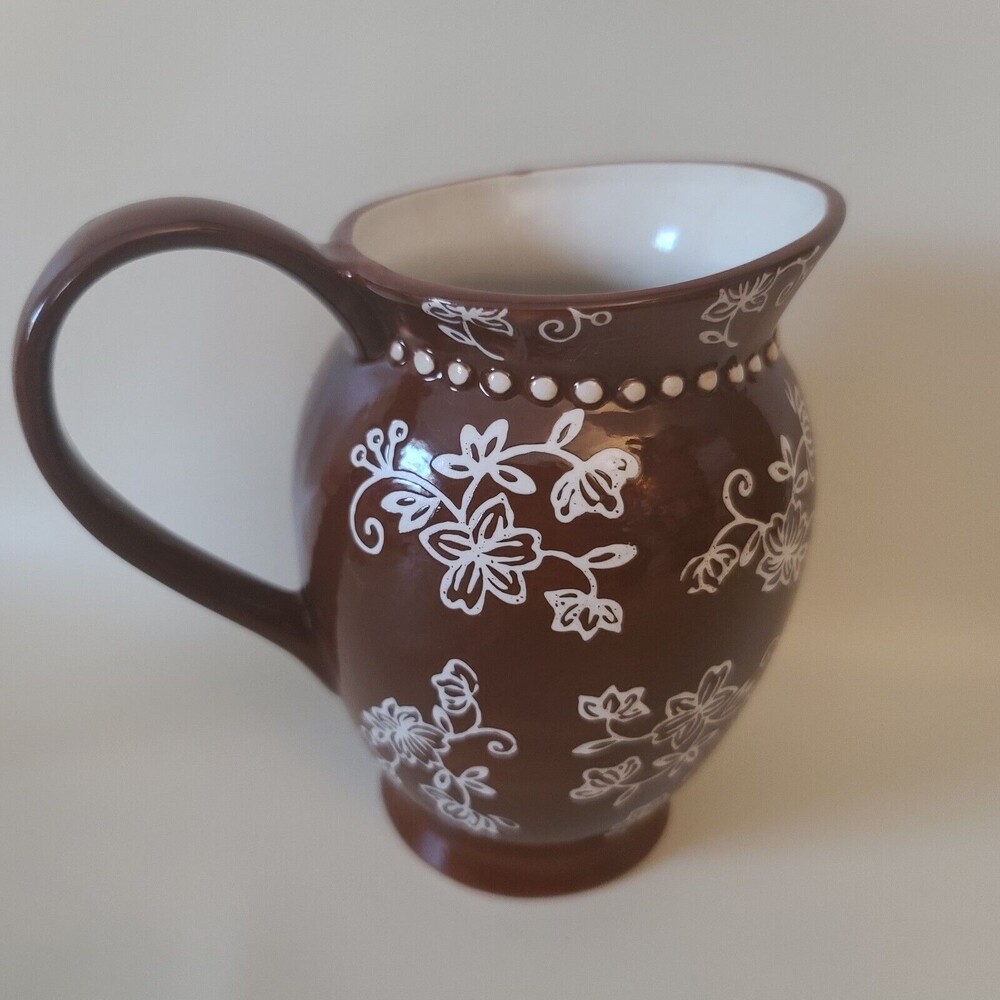 Temptations by Tara Floral Lace Brown Pitcher 20 oz